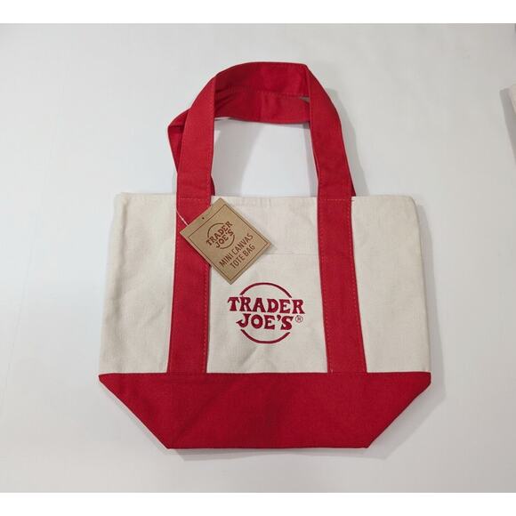 Trader Joe's Mini Canvas Tote Bags Set of 4 Red Yellow Green Blue New Al… - Picture 4 of 7